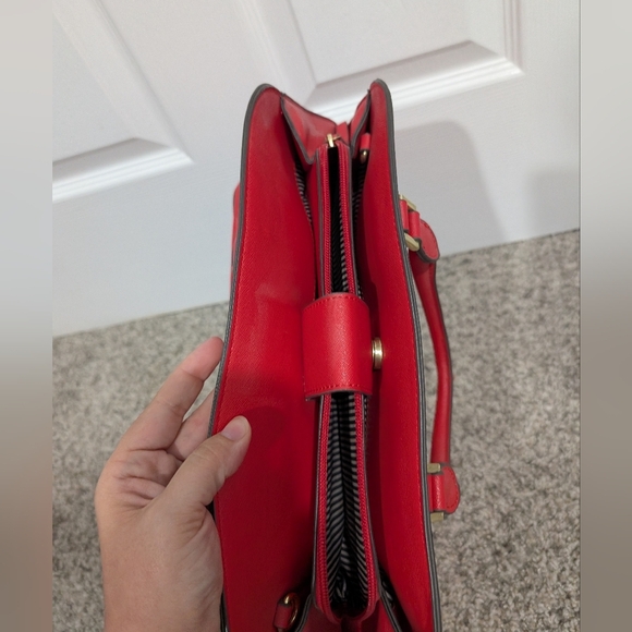 Nine West Fire Orange Red Satchel Handbag with Crossbody Straps - Picture 9 of 13